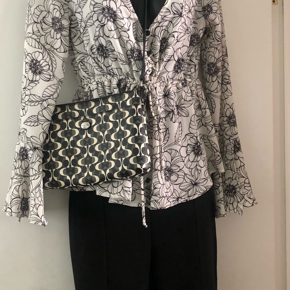 Flower shirt small suede pants xs Coach bag